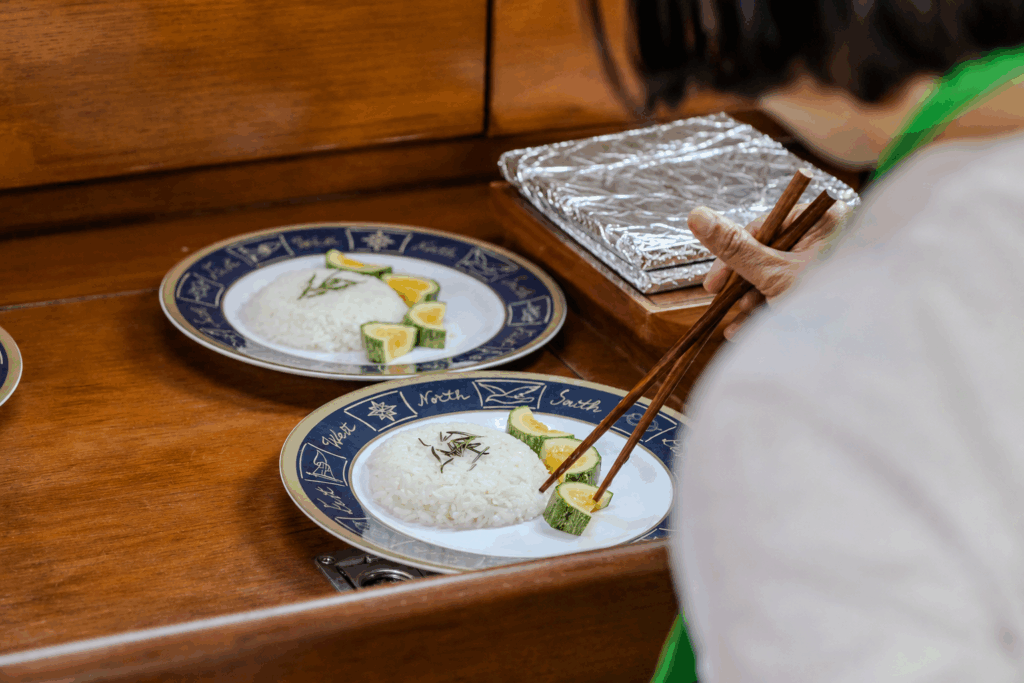 Chef-Plated Sautéed Courgette - Fragrant Steamed Jasmine Rice